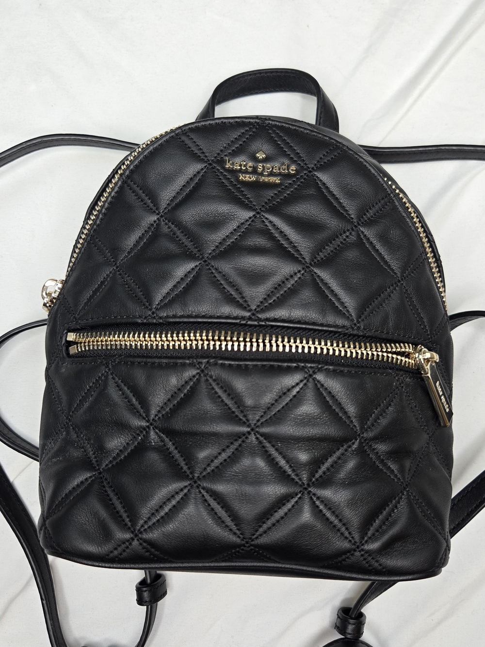 Kate Spade New York Black Quilted Mini Backpack Gold Hardware NWOT